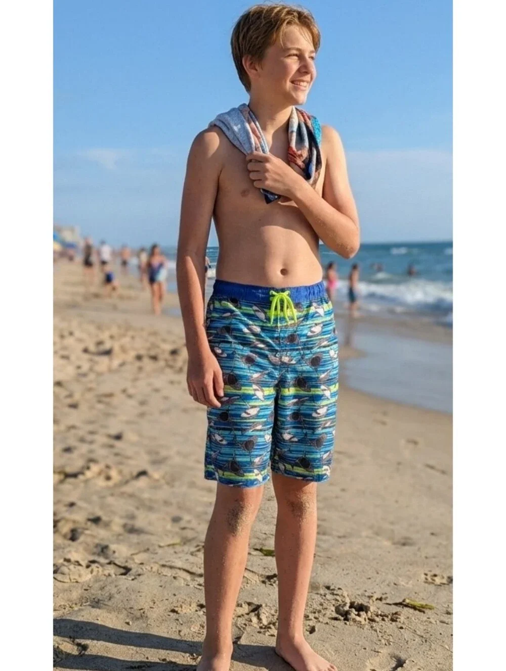 Wonder Nation Boys Shark Swim Trunks